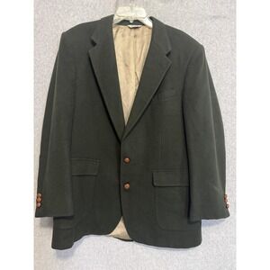Vtg Camel Hair Blazer Sport Coat Mens 46L Green Hunt Valley USA Jacket